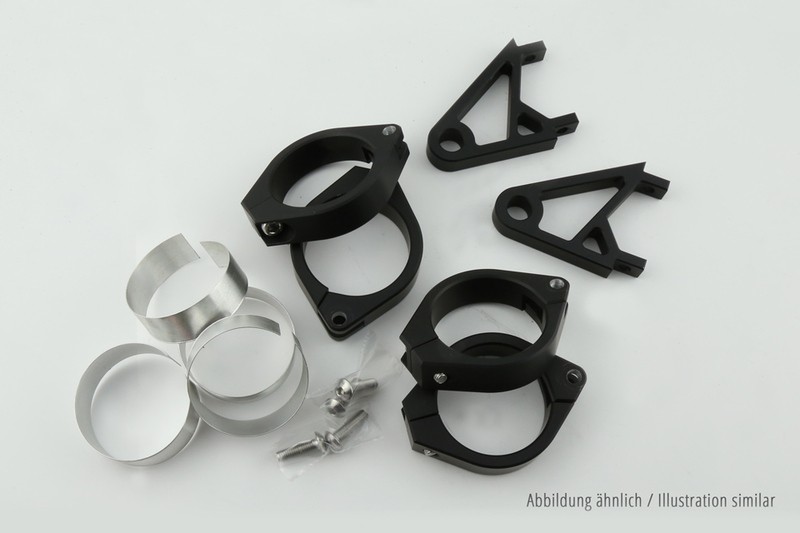 Support de lampe HIGHSIDER XS 47-54 mm noir, fixation phare moto pour tube de fourche