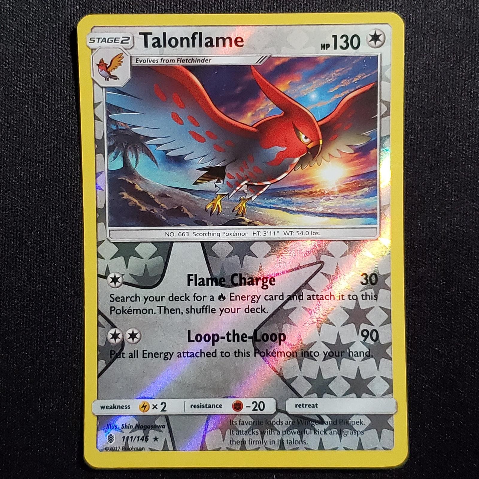 Talonflame 111/145 Reverse Holo Rare Guardians Rising Pokemon Moderately Played