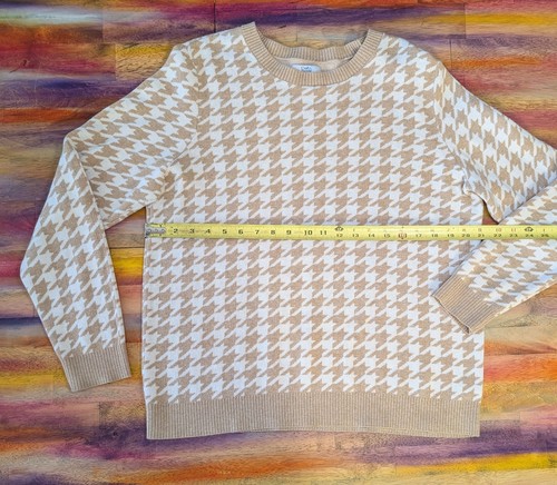 ⭐Womens Croft & Barrow Soft Crew Neck Sweater Ivory Brown Houndstooth Size XL - Picture 5 of 7