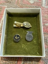 Lot of 3 Vintage FFA Pins Vocational Agriculture Emblem Hand Holding Plant Clip