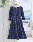 Coldwater Creek Scrolled Stretch Velvet Dress color Midnight Navy
