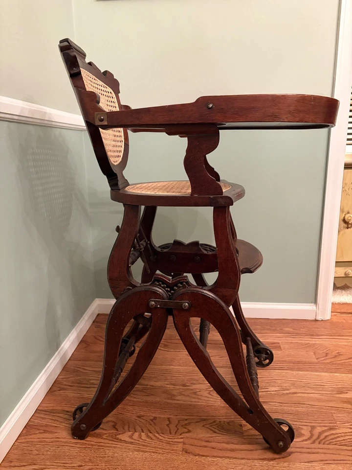 Antique Eastlake Convertible High Chair / Rocker / Rolling Walker - Excellent - Image 4 of 4