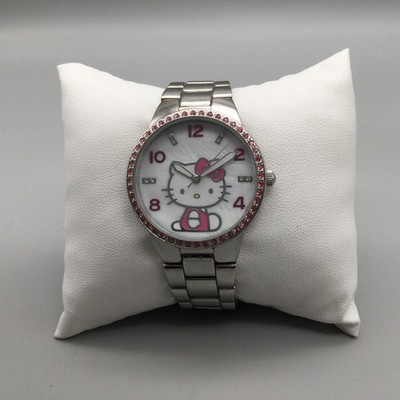Sanrio Hello Kitty Girls Watch 30mm Pink Crystals White Dial New