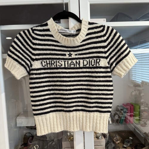 CHRISTIAN DIOR WOOL Cotton Striped Sweater FR36 US4
