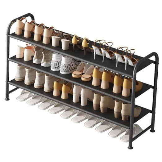 3-Tier Wide Metal Shoe Rack Organizer for Closet Storage-image