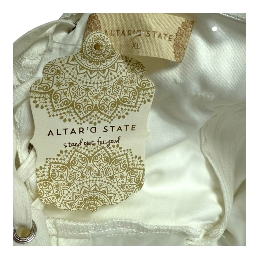 Altar’d State Lace Strapless Jumpsuit Off White Size XL NWT Corset Lace Up Back thumbnail 11