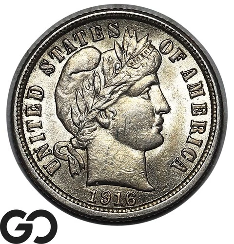 1916 Barber Dime Lustrous Gem BU++