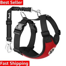 Dog Seat Belt Harness for Car, Dog Car Harness Adjustable Mesh Breathable  D...