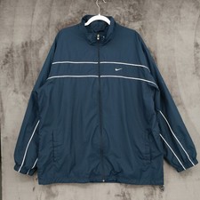 Nike Track Jacket Athletic Full Zip Navy Blue Mens Size 2XL Lined Read