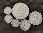 Lot Of 6 US 90% Silver Coins 1883 Morgan Dollar +5 More Coins Free Shipping Look