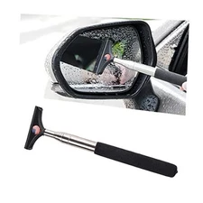 Car Rearview Mirror Wiper, American Flag Telescopic Auto Mirror Black/Red Flag