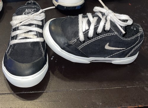 Vintage NIKE Toddler Baby Canvas Sneakers Black white Sz US 6.5