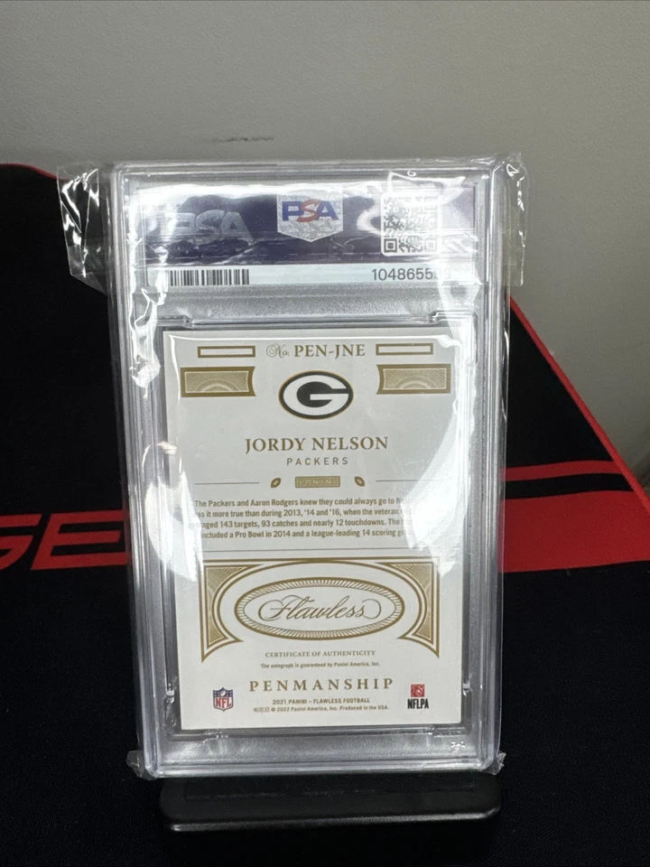2021 Flawless Jordy Nelson caligrafia rubi/10 PSA 10 no cartão auto pop baixo - Imagem 2 de 4