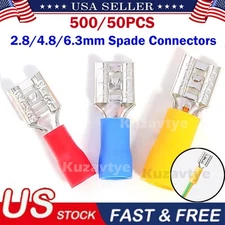 500pcs Electrical Insulated Spade Quick Disconnect Female Wire Crimp Connectors
