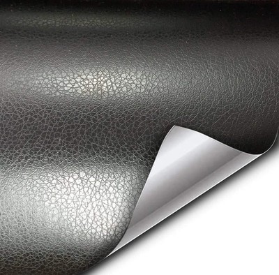 + Fine Grain Black Leather Wrap Adhesive Vinyl - Soft Touch (1Ft X 5Ft)