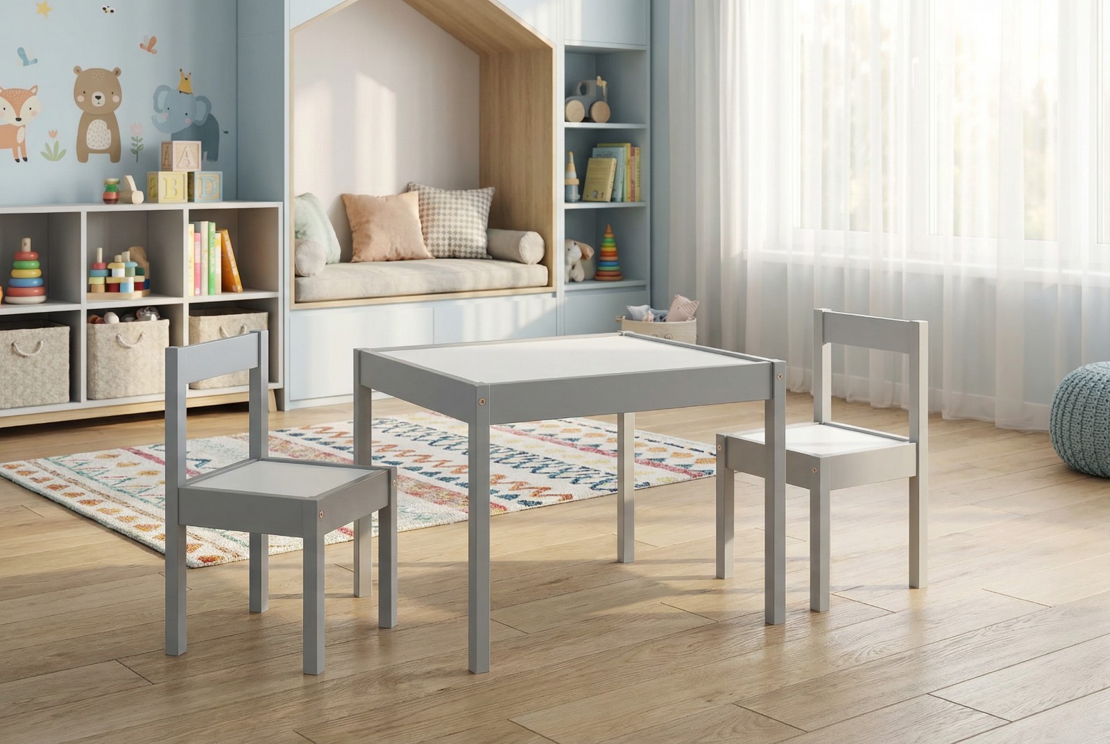 Set 3-piece Gray Kids Activity Furniture Age 1-5