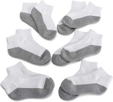 Big Boys' Seamless-Toe Quarter Athletic Socks Pack of 6