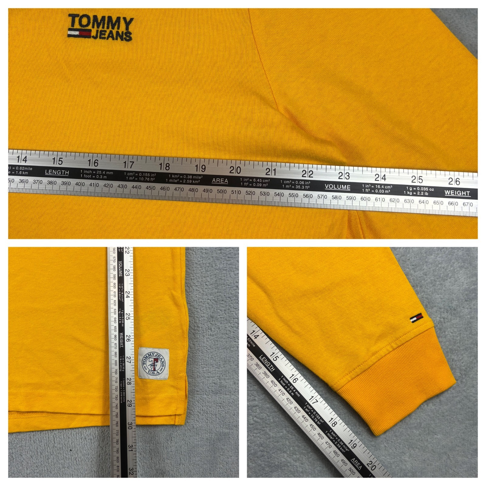 VTG Tommy Jeans Yellow Colour Block White Oversized Sz M Rugby Shirt Sweatshirt image 6