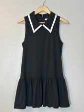 NWT Women's Drop Waist Collared Little Black Dress With Ruffle Hem Size large