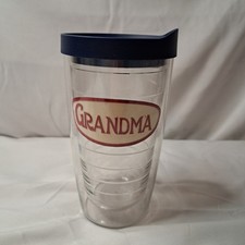 Vaso Tervis 16oz Taza Abuela Rojo Blanco Parche Diseño Azul Marino Tapa Caliente y Frío