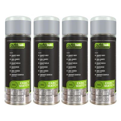 Autotek schnelltrocknender hochdeckender Aerosol-Sprühlack Audi Quarzgrau 300 ml x4