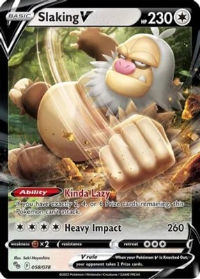 x1 Slaking V - 058/078 - Holo Rare Pokemon Pokemon GO M/NM