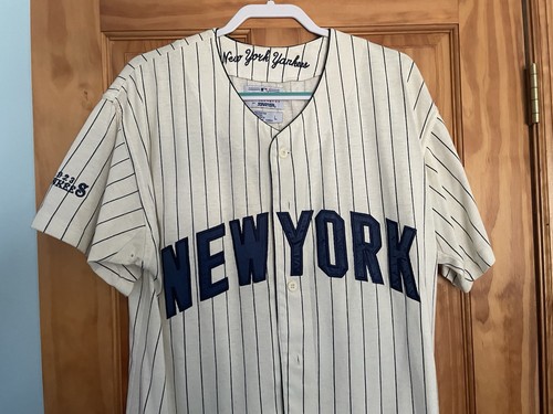 Brand New NEW YORK YANKEES 1923 THROWBACK Pinstripe Home Baseball Jersey Sz LGE - Picture 2 of 14