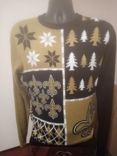 Team Apparal NFL New Orleans Saints Busy Block Ugly Sweater Men's Size Large L