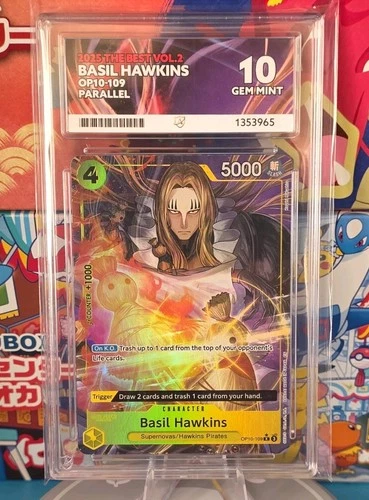 One Piece Card Game OP10-109 Basil Hawkins R Alt Art Foil GRADED ACE 10