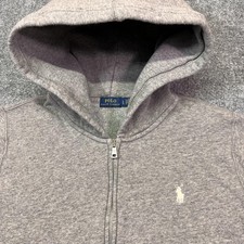 Polo Ralph Lauren Hoodie Kids Large Gray Fleece Full Zip Pocket Pony Logo Warm
