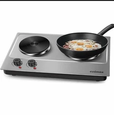 Cusimax 1800W Double Hot Plate, Stainless Steel Countertop Burner Portable