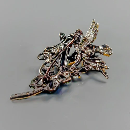 Broche de turmalina natural gema joyería única plata de ley 925/NB28842 Foto 2 de 4