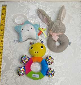TOMY The First Years + GUND Baby Plush Rattle Teether Set of 3 Bunny Star
