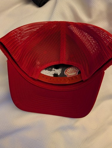 Shell V-Power Nitro + Premium Gasoline Snapback Red Trucker Embroidered Hat - Picture 2 of 2
