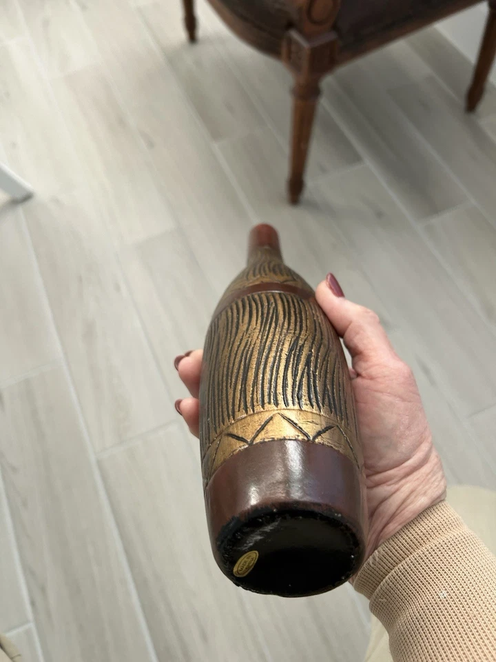 "Botella de cerámica rústica decorativa de 12""" Foto 4 de 4