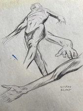 Gustav Klimt COA Painting Original Drawing Signed Art on Paper