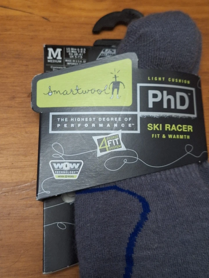 SMARTWOL SOCKS M-PHD SKI RACER FIT AND WARMTH Light Cushion New  - Image 2 of 4