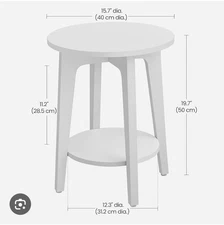 Songmics Vasagle Side End Table White w Lower Shelf LET283T14 Bedroom Use