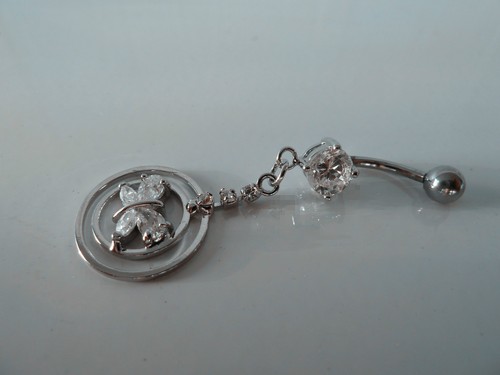 Anillo para el vientre colgante/barra, 316L quirúrgico/circonita cúbica (claro/rosa/azul) joyería corporal/perforación - Imagen 9 de 11