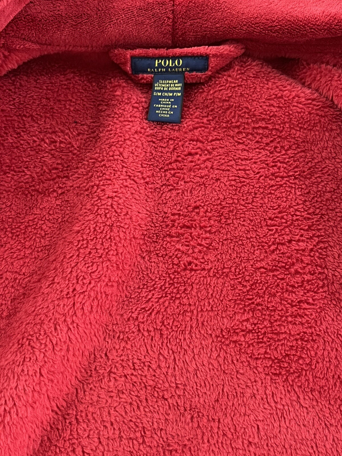 POLO Ralph Lauren Men's Plush Red Bath Robe Size Small Gem