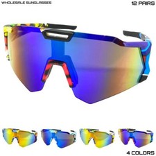 WHOLESALE LOT Men Sport Wrap Around Cycling Fishing Golfing SUN GLASSES 12 Pairs