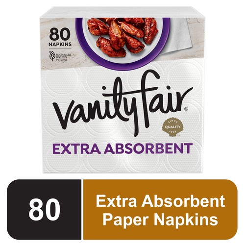 Extra Absorbent Paper Napkins, 80 Count, White, Soft and Strong Disposable