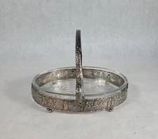 Vintage Paye & Baker P & B Silverplate Repousse Dutch Scene Divided Dish Basket