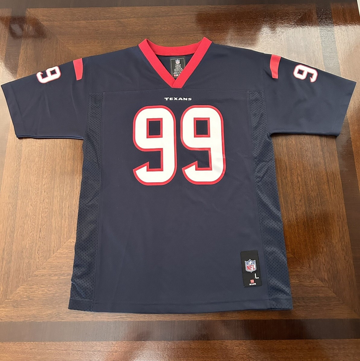 NFL Team Apparel Youth Jersey (JJ Watt #99) Houston Texans Blue Size L  (14-16)