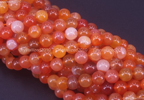 Cuentas redondas de piedras preciosas de ágata naranja natural de Botswana 6 mm 8 mm 10 mm 12 mm 14 mm 15,5" - Imagen 2 de 16