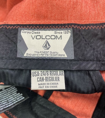 Volcom Vmonty Solid Shorts Boys Size 24 Coral Orange Twill Wash - Picture 3 of 4