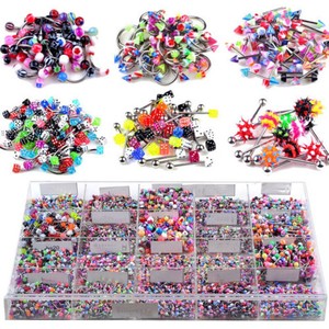 60PCS-Wholesale-Lots-mixed-Lip-Piercing-Body-Jewelry-Barbell-Rings-Tongue-Ring