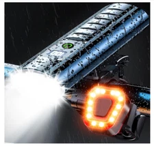 9000 Lumens Bike Light Set, Rechargeable Bicycle Lights Front and Rear, Super B