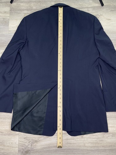 Hart Schaffner Marx Jacket Blazer Sport Coat 40L Navy Blue Gold Buttons Wool USA - Picture 16 of 16