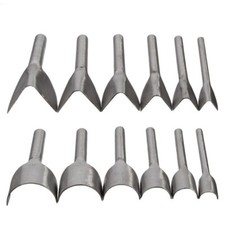 6pcs Leather Craft Tools Half Round V Shaped Cutter Punch Handmade 15-40mm Set